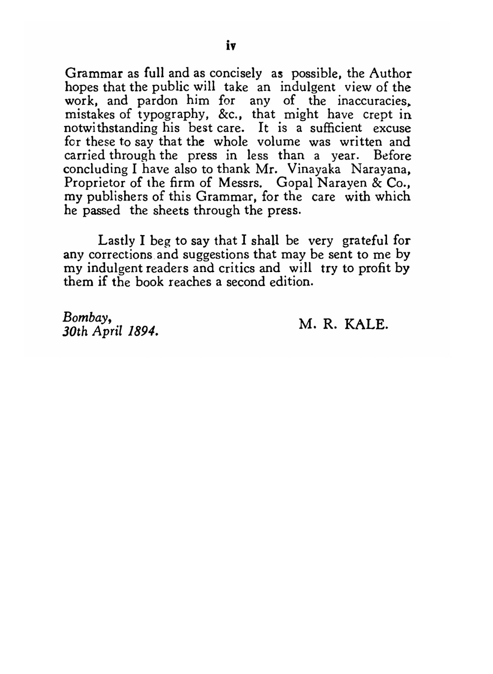 A higher Sanskrit grammar for the use of schools and colleges | Moreshvar Ramchandra Kāle