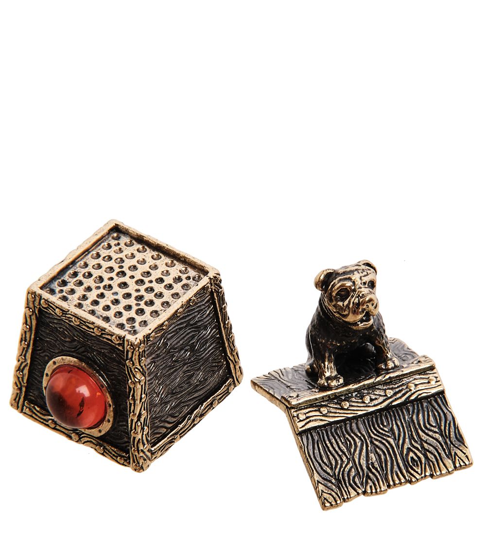 AM-3003 Наперсток «Будка с собакой» (латунь, янтарь)
