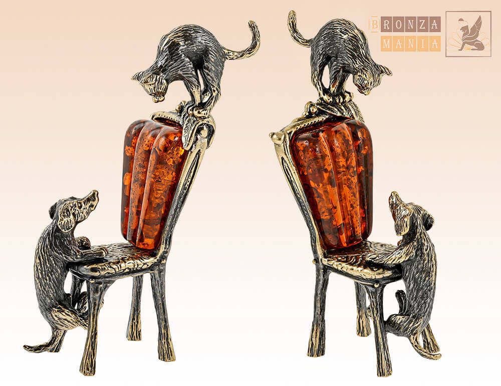 фигурка Собака Такса и Кот на стуле