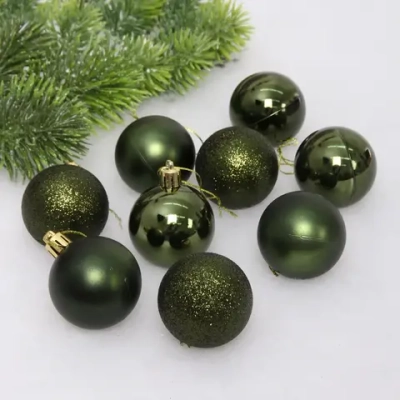 Новогодние шары 5 см (набор 24 шт) «Микс фактур», изумруд