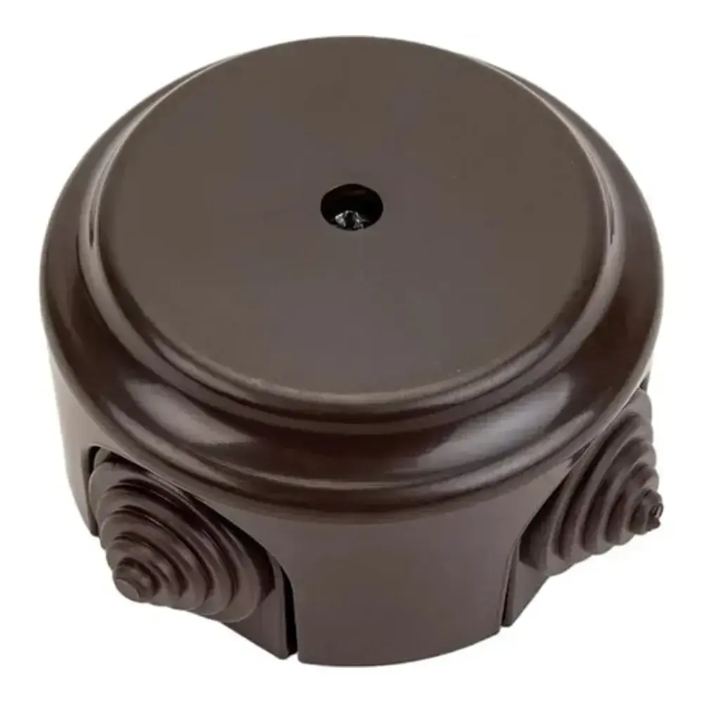 Монтажная коробка с сальниками накладная/распаечная коробка D94 "РЕТРО", шоколад