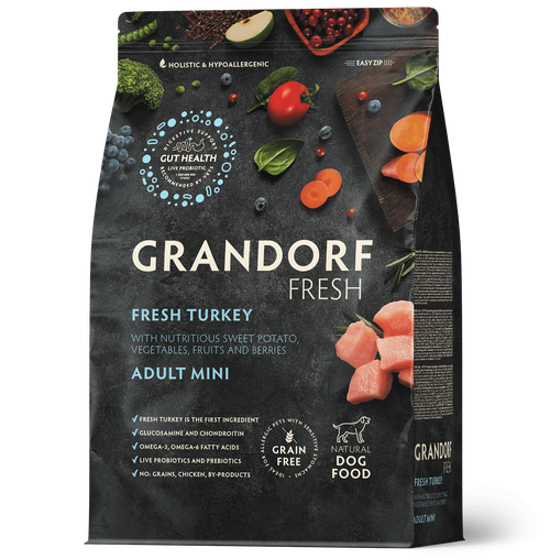 Grandorf Fresh Dog Potato корм сухой беззерновой для собак мелких пород индейка,батат