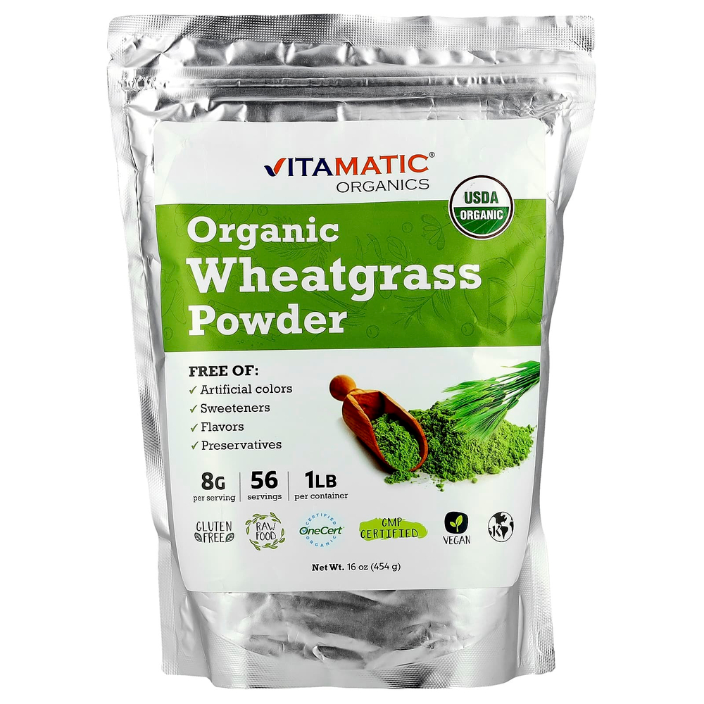 Vitamatic, Органический порошок ростков пшеницы, 454 г (16 унций)