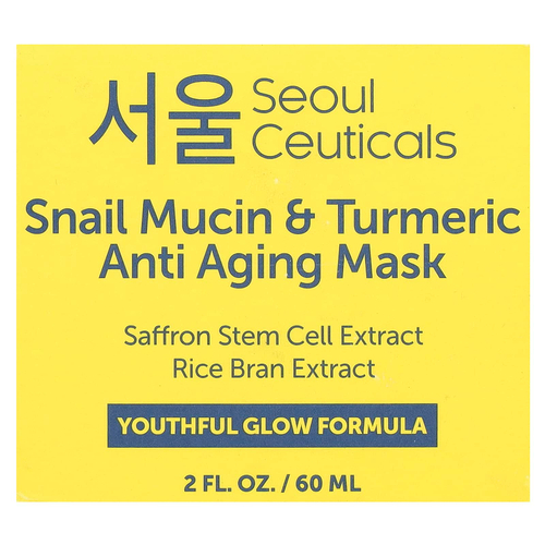 SeoulCeuticals, омолаживающая маска для лица с муцином улитки и куркумой, 60 мл (2 жидк. унции)