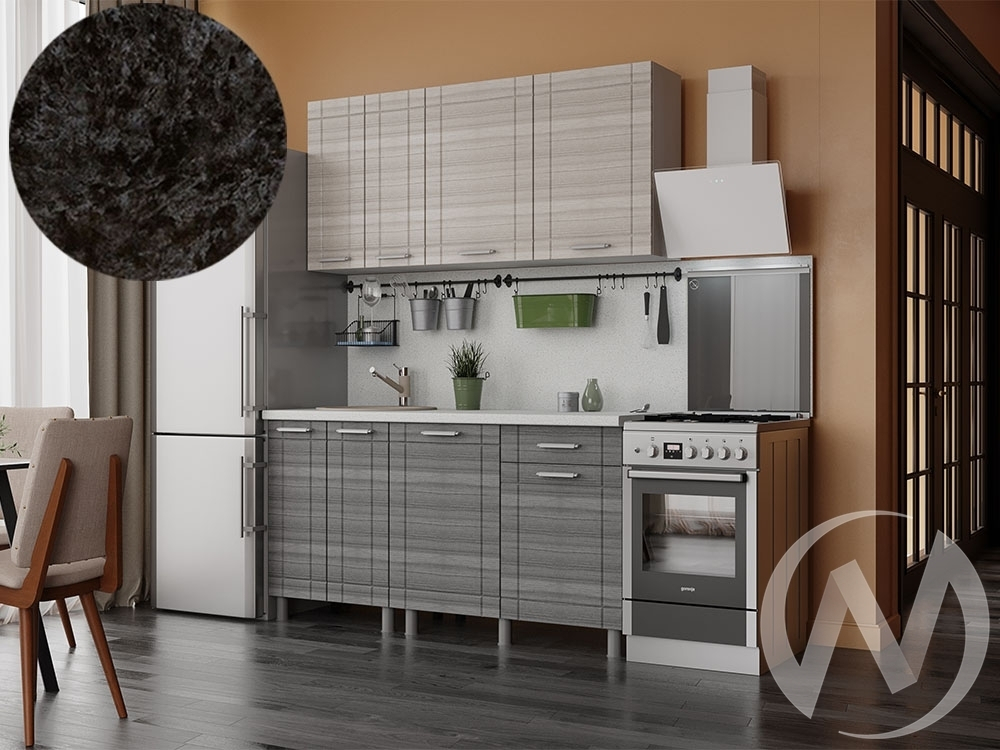 Кухня Салли 1.6м (корпус белый/сандал белый; сандал серый) 26мм кастилло темный