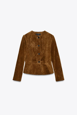 ZARA КУРТКА ИЗ 100% КОЖИ, ЦВЕТ ВИСКИ