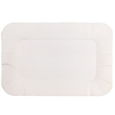 Тарелка картонная 13х20 см ЛАМИНИРОВАННАЯ белая/крафт (100/700 шт.) 411-100