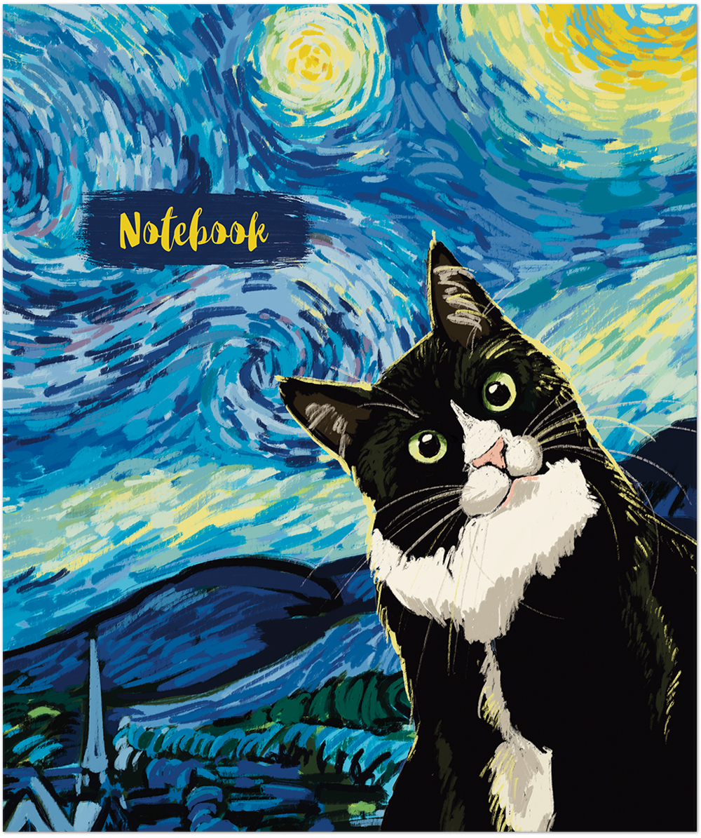 Тетрадь общая 48 листов на скрепке "В стиле Ван Гога"