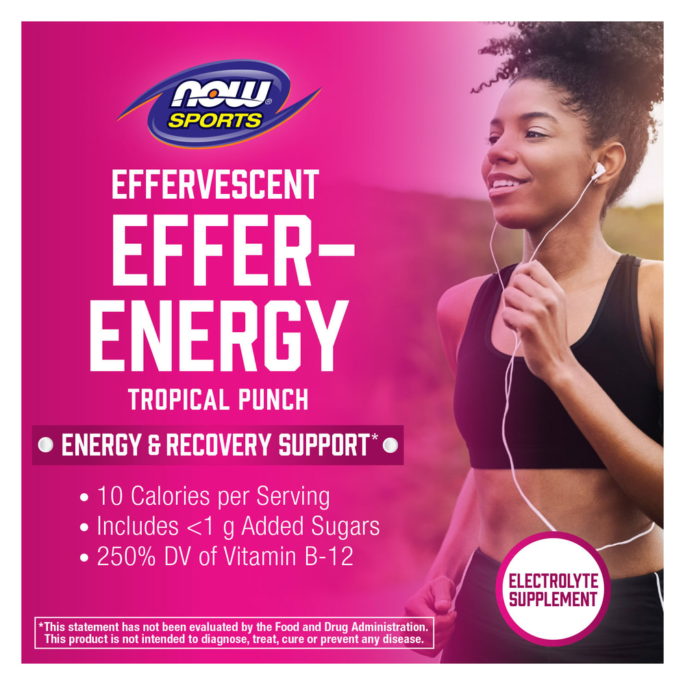 NOW Foods, Sports, Effer-Energy, тропический пунш, 10 таблеток, 54 г (1,9 унции)