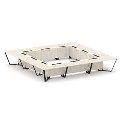 Steel Meet Стол переговорный квадратный KM-PR.B.SP-24K Денвер Светлый/Ваниль Глянец/Металл Черный 48