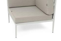 "Касабланка" угловой модуль плетеный из роупа, каркас алюминий светло-серый (RAL7035) муар, роуп серо-коричневый 23мм, ткань бежевая 15052