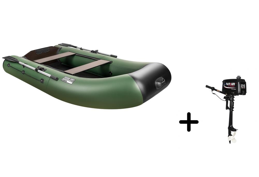Поход-280T зеленый + PARSUN T 2.6 BMS (комплект лодка + мотор)