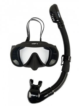 Набор маска+трубка в сумке Sargan Мастер-М черный/черный