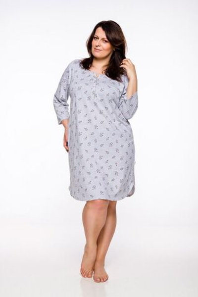 Хлопковая коротенькая сорочка Eni с забавным принтом (Размер: XXXL) (Цвет: темно-синий)