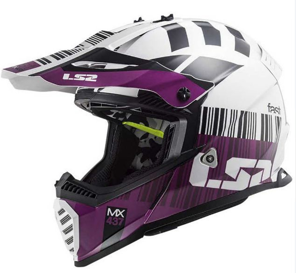 LS2 Мотошлем MX437 FAST XCODE (бело-фиолетовый)