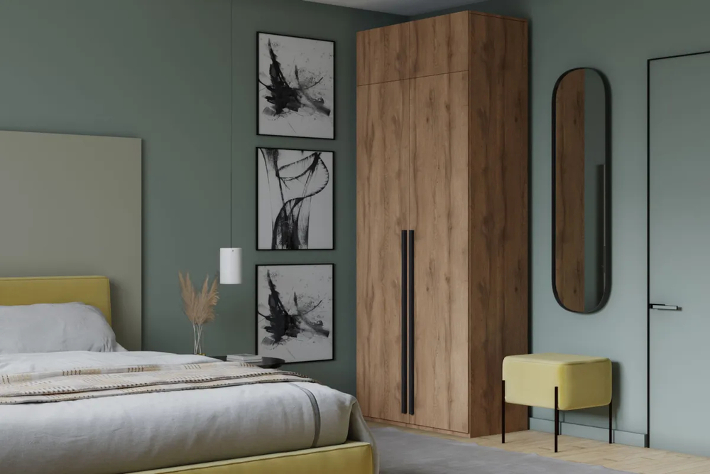 Распашной двухсекционный шкаф Лорена Пакс-2 с антресолью Дуб Табачный U1147 80*40*230 см, Коричневый   Фиеста