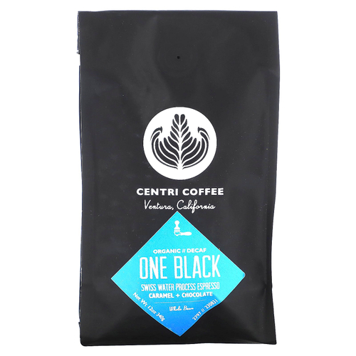 Centri Coffee, Centri Coffee, Organic One Black, карамель и шоколад, цельные зерна, без кофеина, 340 г (12 унций)