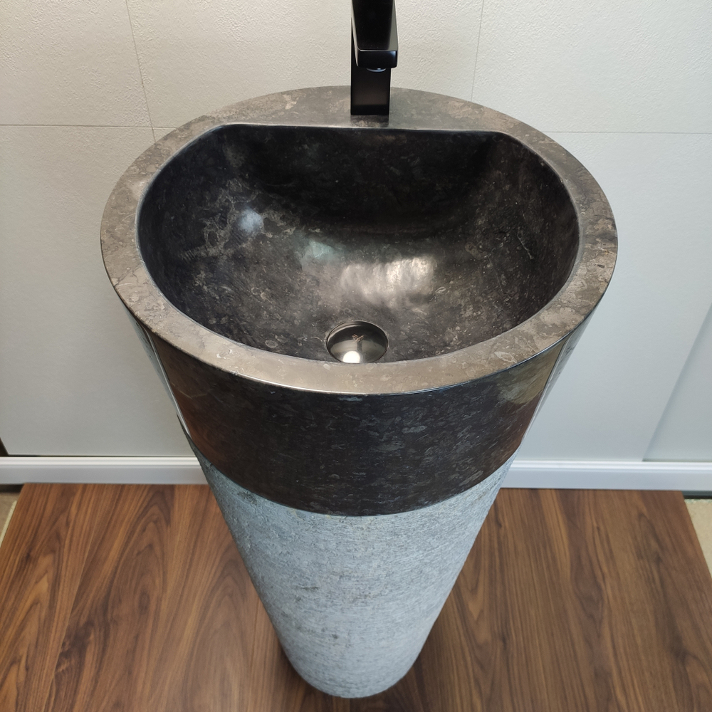Раковина напольная из мрамора Grey/Black ON-61350 (45*45*90)