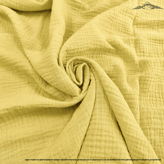 Муслин двухслойный гладь. цв.Солнечно-желтый | ш.135 см | 120 г/м² | хлопок-100%