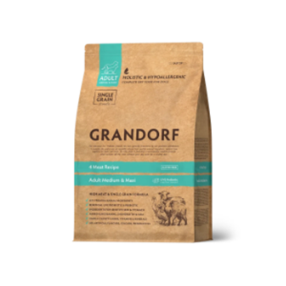 Сухой корм GRANDORF DOG 4 Meat PROBIOTIC MED&MAXI Четыре вида мяса для взрослых собак средних и крупных пород 10кг