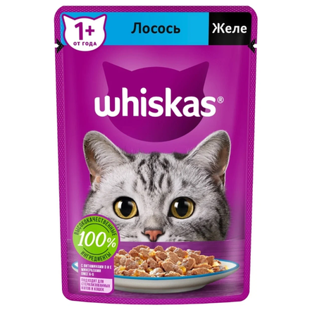 Влажный корм Whiskas Лосось в желе 75 гр