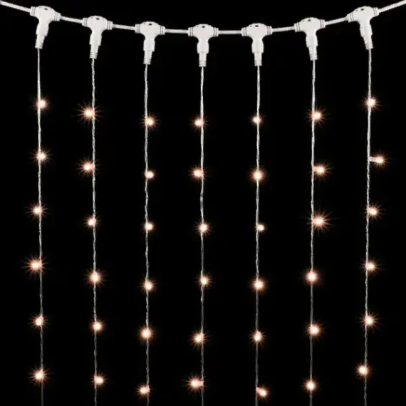 Светодиодный занавес с колпачком 2*3 м., 600 экстра теплых белых LED ламп, прозрачный провод ПВХ, IP65, LTC (PCL602CAP-10-2EWW)