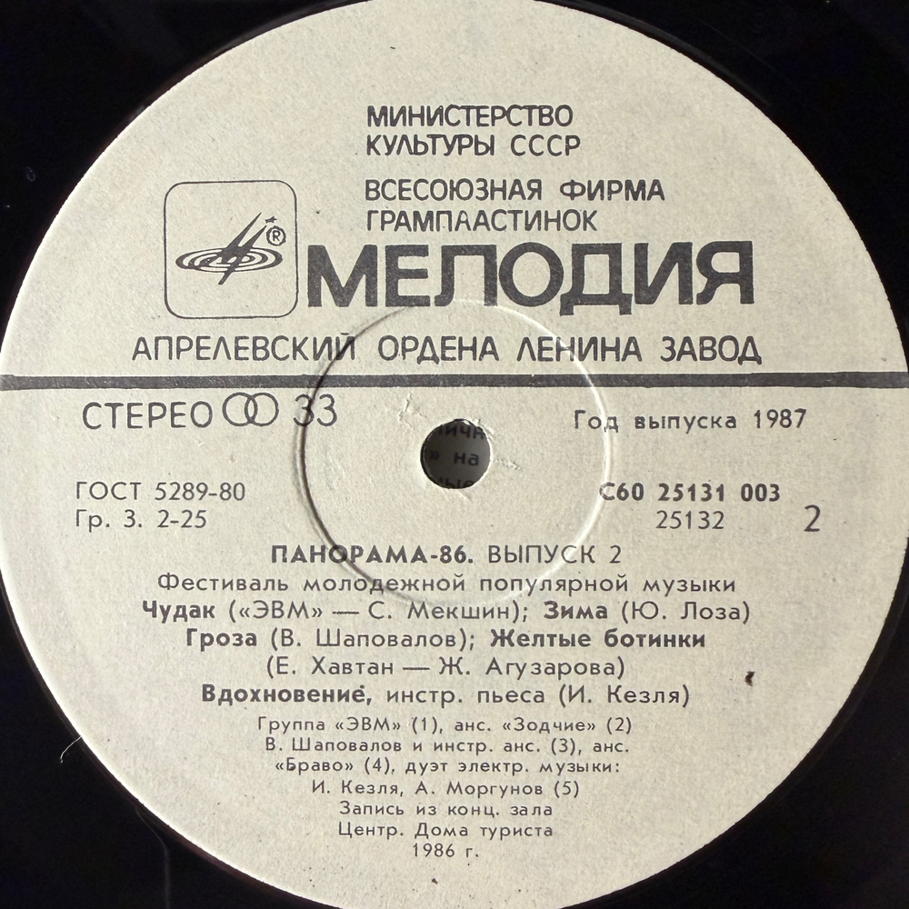 Виниловая пластинка Сборник – Панорама-86. Выпуск 2. (Мелодия) LP