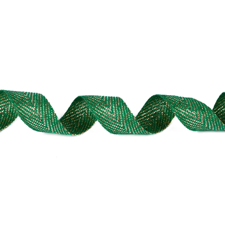 Лента  киперная с люрексом   20 мм  С3868Г17 зеленый/золото