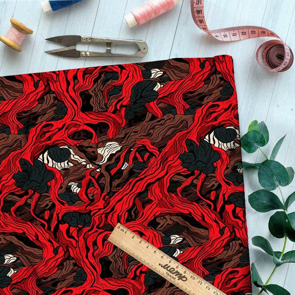 Ткань премиум атлас мрачные мотивы