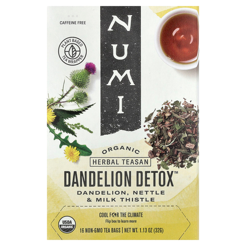 Numi Tea, Organic Dandelion Detox™, без кофеина, 16 чайных пакетиков без ГМО, 32 г (1,13 унции)