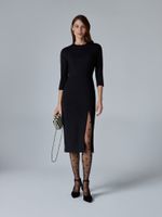 Платье футляр с разрезом в черном цвете (из шерсти и вискозы)
