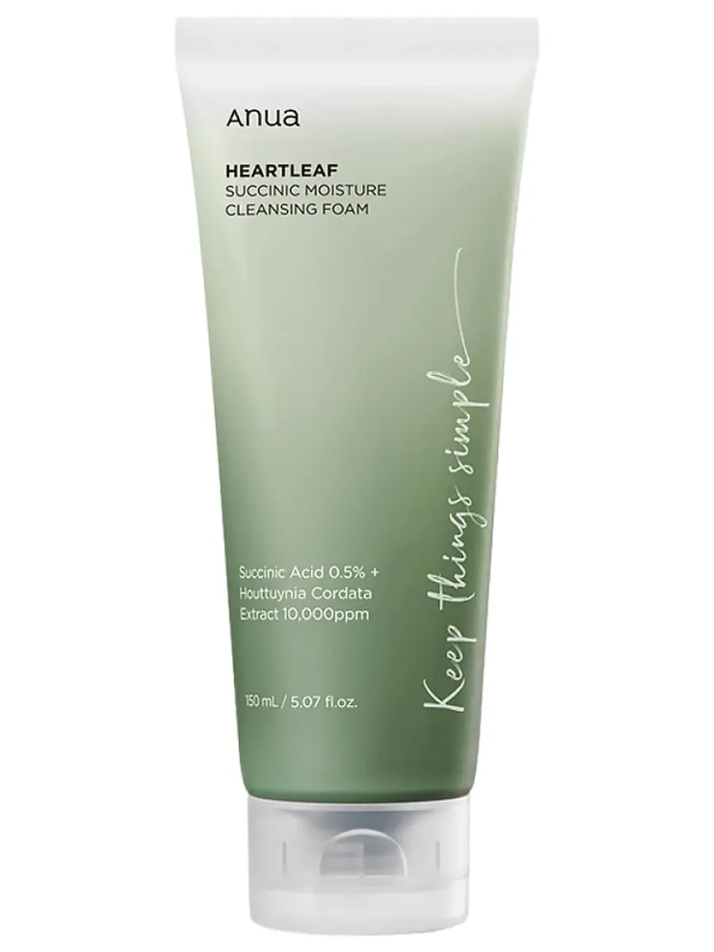Anua Увлажняющий гель для умывания с янтарной кислотой Heartleaf Succinic Moisture Cleansing Foam 150 мл