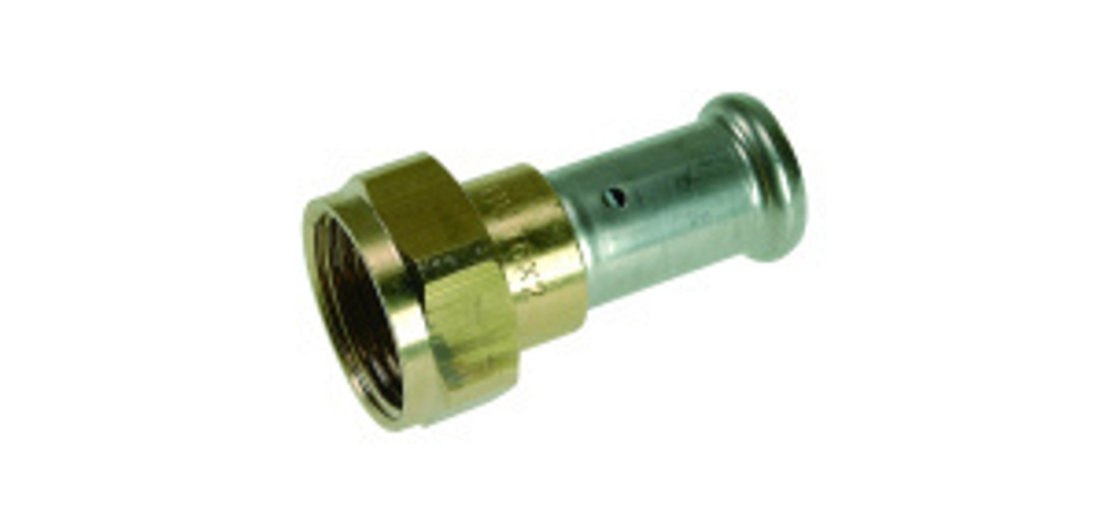 Муфта накидная гайка, плоское уплотнение, латунь пресс, 20х3/4" Henco