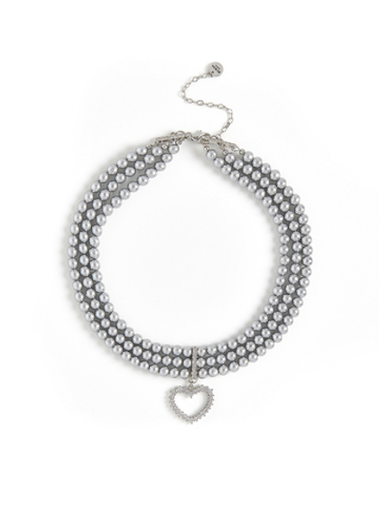 Чокер "Delicacy" cotton pearl Dark Grey Silver