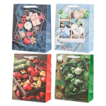 Подарочный пакет Basir, серия "Новогодние", плотный, бумажный, цветной с рисунком ассорти, размер 18*23*9 см