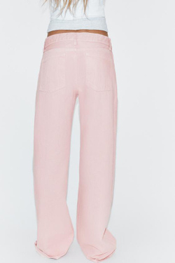 ZARA ДЖИНСЫ TRF РЕВЕРСИВНЫЕ СО СРЕДНЕЙ ПОСАДКОЙ, РОЗОВЫЙ