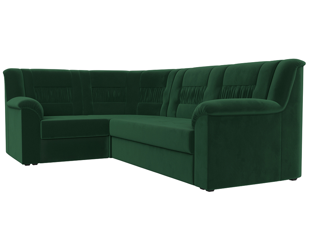 Диван угловой Карелия левый угол, Зеленый, Велюр, 113343L