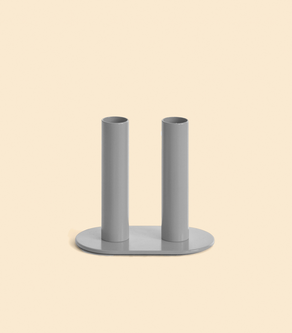 Подсвечник – Огонь двойной, Серый, 12,5 см | Delo