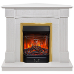 Каминокомплект Real Flame Andrea Corner WT с очагом Majestic Lux Brass (угловой)