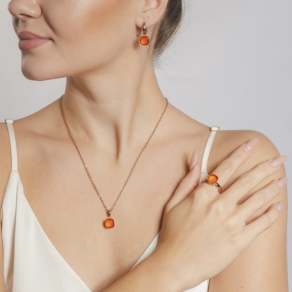 Кольцо Qudo Firenze orange glow 17.2 мм 611944 BR/RG размер 17,2
