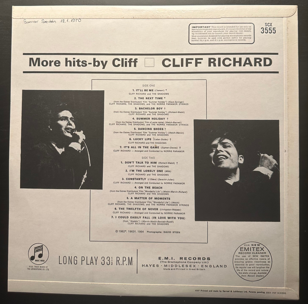 Cliff Richard - More Hits - By Cliff (Англия 1965г.)