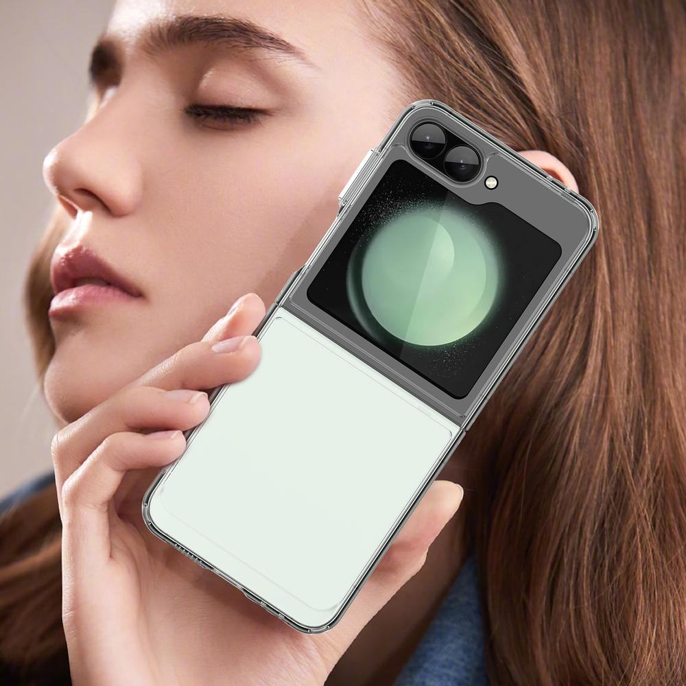 Двухкомпонентный чехол для Samsung Galaxy Flip 6 5G, мягкий отклик кнопок, усиленные прозрачные рамки