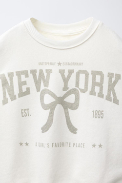 ZARA ТОЛСТОВКА С БЛЕСТЯЩИМ ПРИНТОМ ГОРОДА, ЦВЕТ ЛЬДА