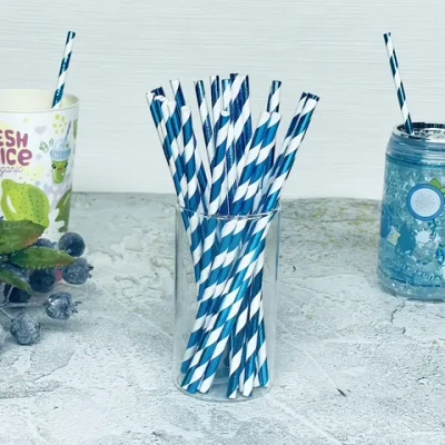 Трубочка для коктейля «Праздник» 19,5 см d-6 мм (набор 25 шт), Голубой