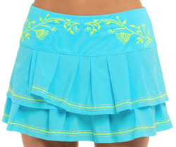 Теннисная юбка Lucky in Love Embroidery Floral Stitch Pleat Tier Skirt - sky