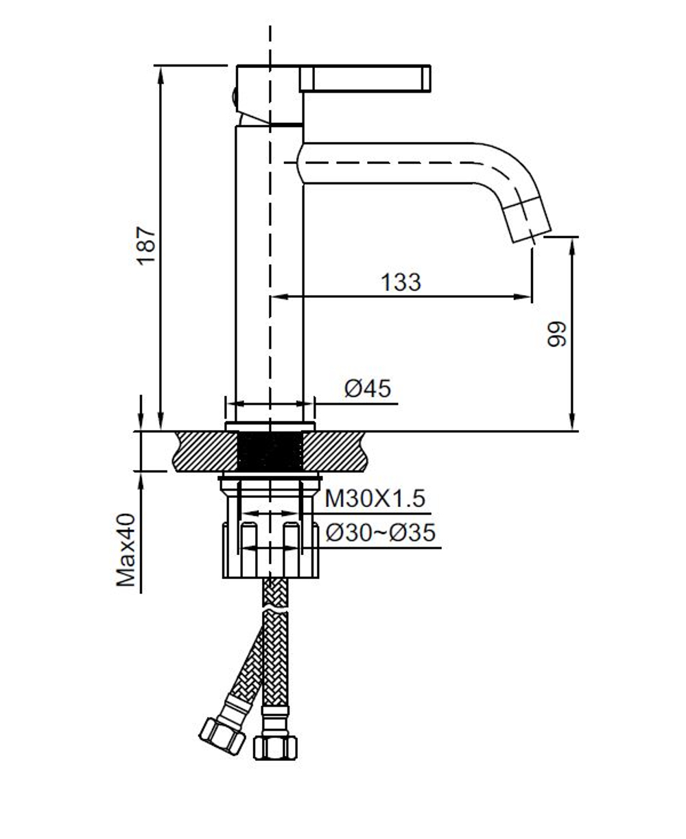 Смеситель для раковины Вилла (Villa) Vincea VBF-1VL1MB однорычажный, черный