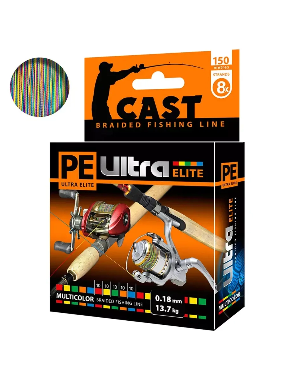 Плетеный шнур для рыбалки ELITE CAST MULTICOLOR 0,18mm