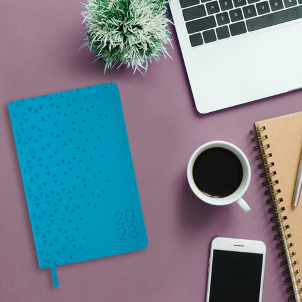 Ежедневник датированный 2023 А5 138x213 мм BRAUBERG "Glance", под кожу, бирюзовый, 114099