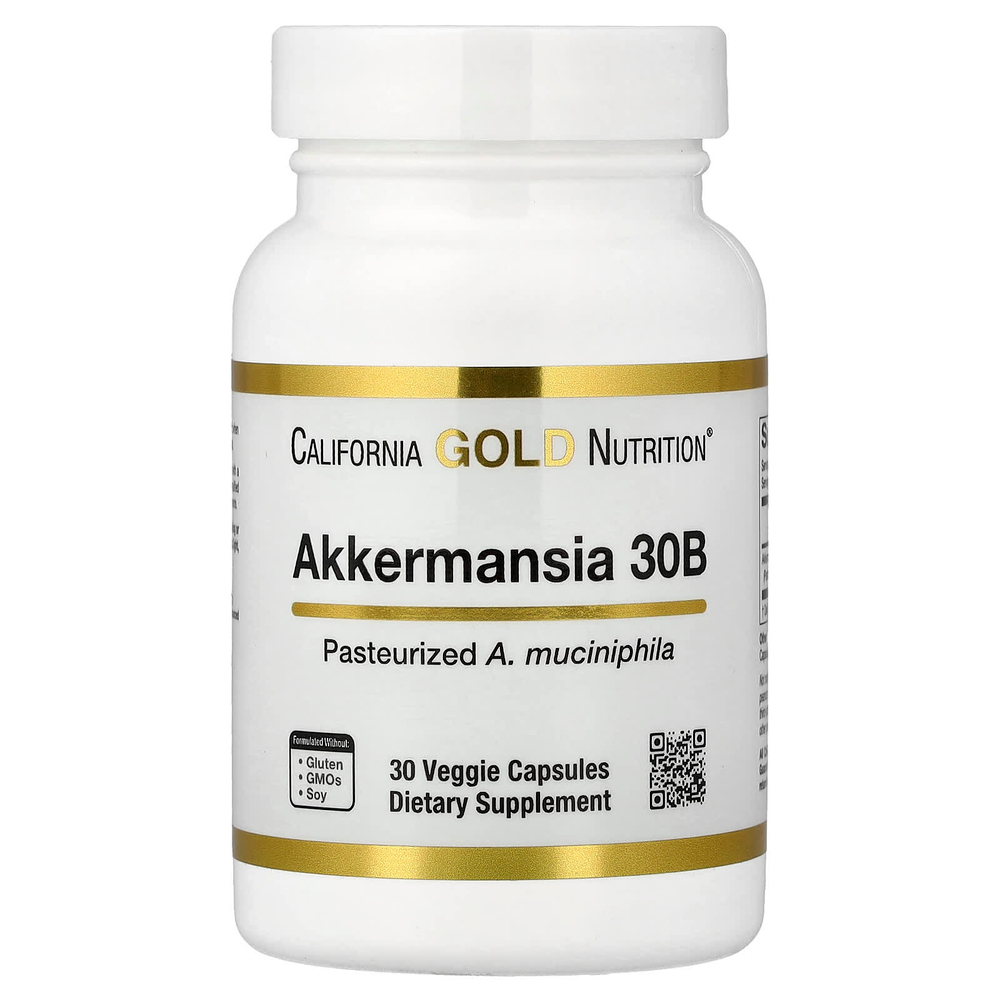 California Gold Nutrition, Akkermansia 30B, аккермансия, 30 вегетарианских капсул (150 мг в 1 капсуле)