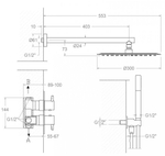 Встраиваемый термостатический смеситель для душа на 2 выхода с троп. и руч. душем ODISEA K3987022